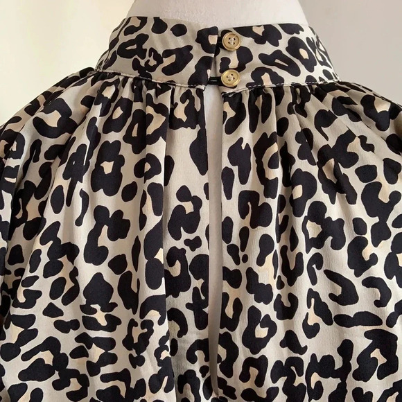 LOFT Silky High Neck Elastic Waist Classic Animal Print Dress - Size 10P - Picture 9 of 12